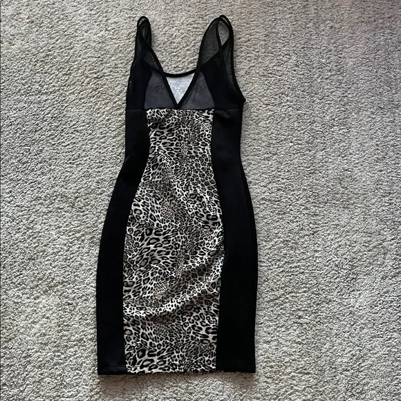 Cameo Black and Leopard Print Dress - Picture 3 of 3